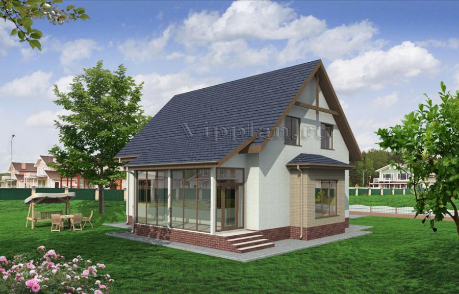 Дом с мансардой и верандой