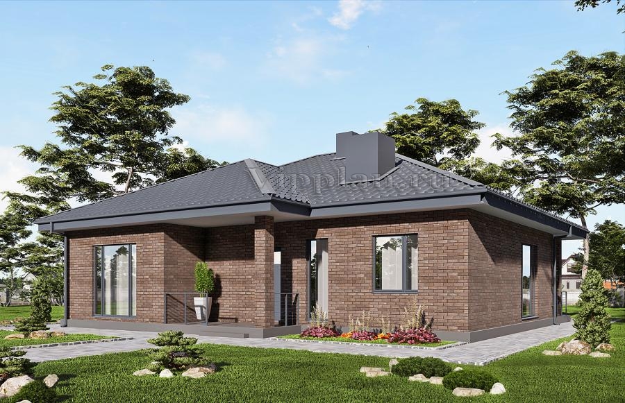 Одноэтажный дом с тремя спальнями и террасой